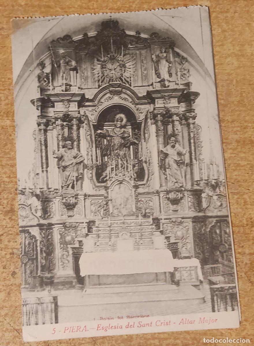 Postales: postal antigua en blanco y negro del altar mayor de la Iglesia del Sant Crist en Piera