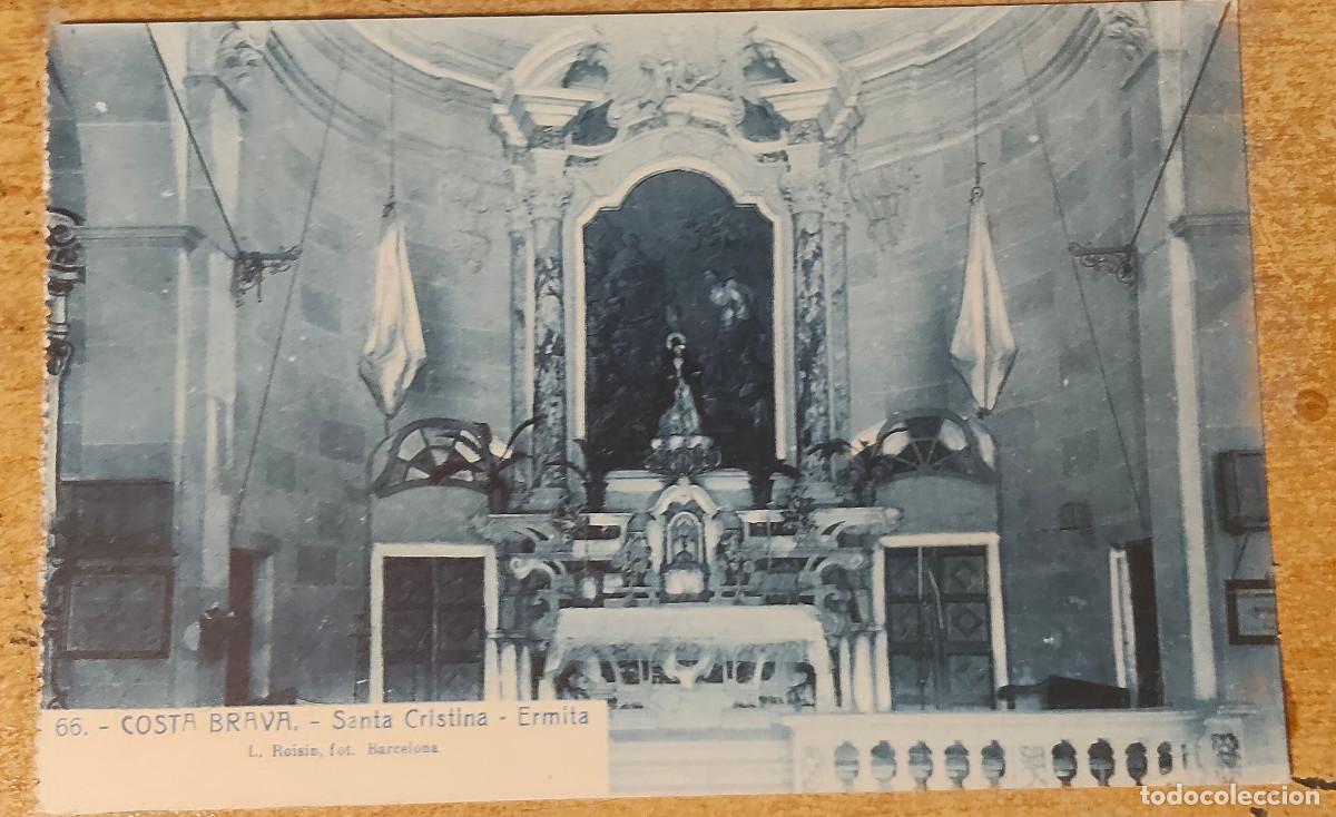 Postales: postal antigua del interior de la ermita de Santa Cristina en Lloret de Mar, editada por el fot&oacute;graf