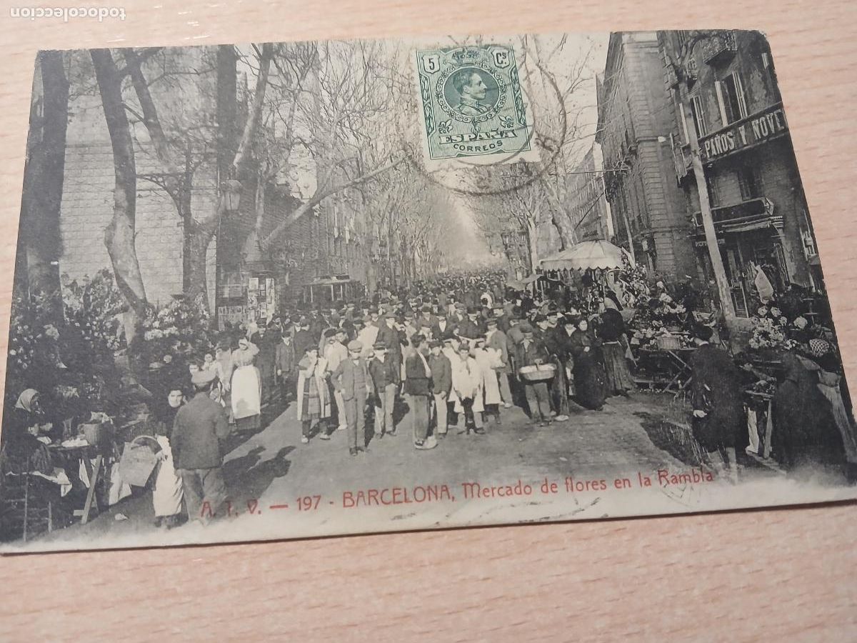 Postales: postal barcelona, mercado de flores en la rambla, atv 197