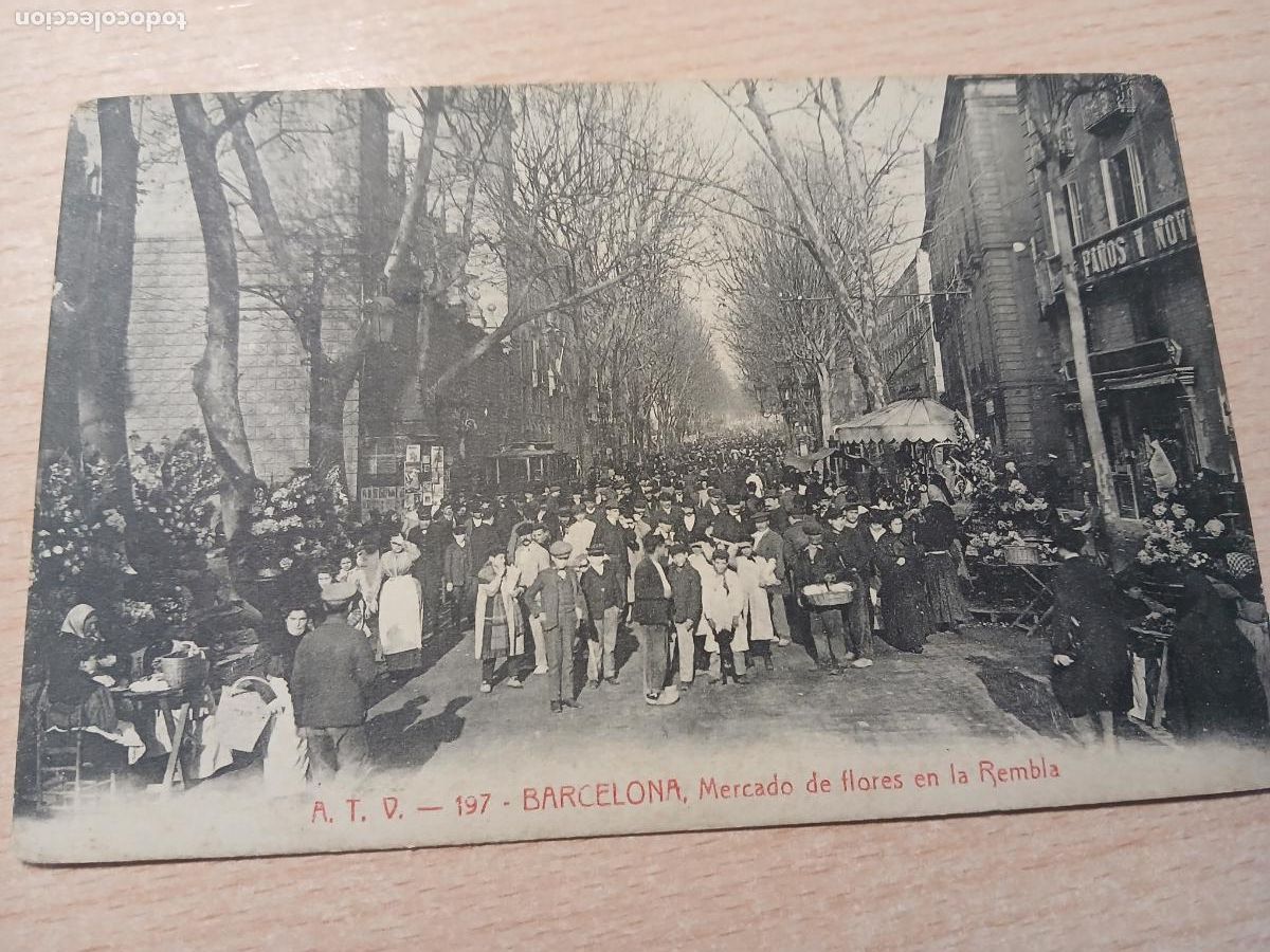 Postales: postal barcelona, mercado de flores en la rambla, atv 197