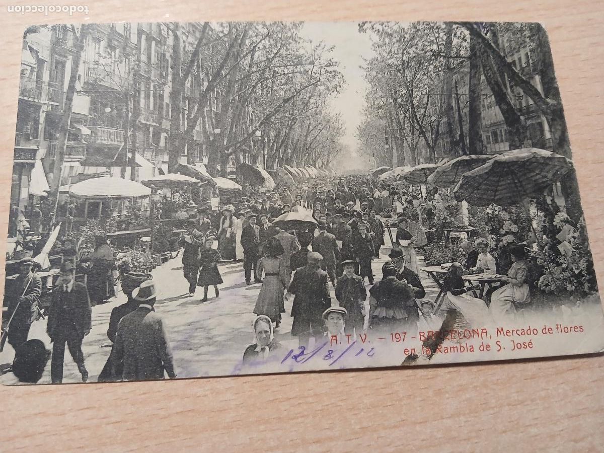 Postales: postal barcelona, mercado de flores en la rambla de s.jose, atv 197