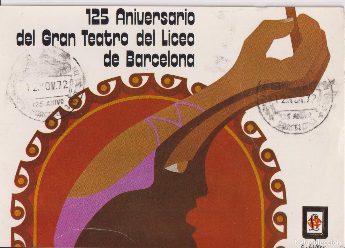 Postales: BARCELONA, EL LICEO, ALEGORIA EN LA CONMEMORACI&Oacute;N DE LOS 125 A&Ntilde;OS (E.ESTEVE) - ESC.ORO - S/C