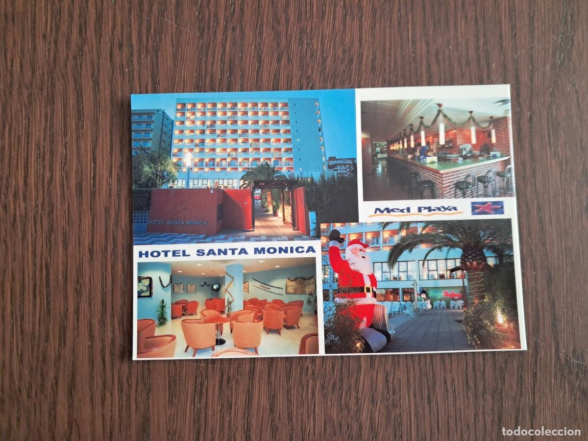 Postales: postal de Espa&ntilde;a, diferentes vistas, Hotel Santa M&oacute;nica, Med playa, Calella, Catalu&ntilde;a.