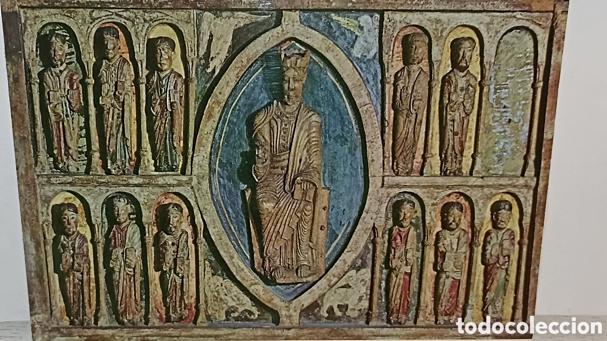 Postales: Un postal sin usar frontal de talla policromada de Santa Mar&iacute;a de tahull siglo doce museo de arte