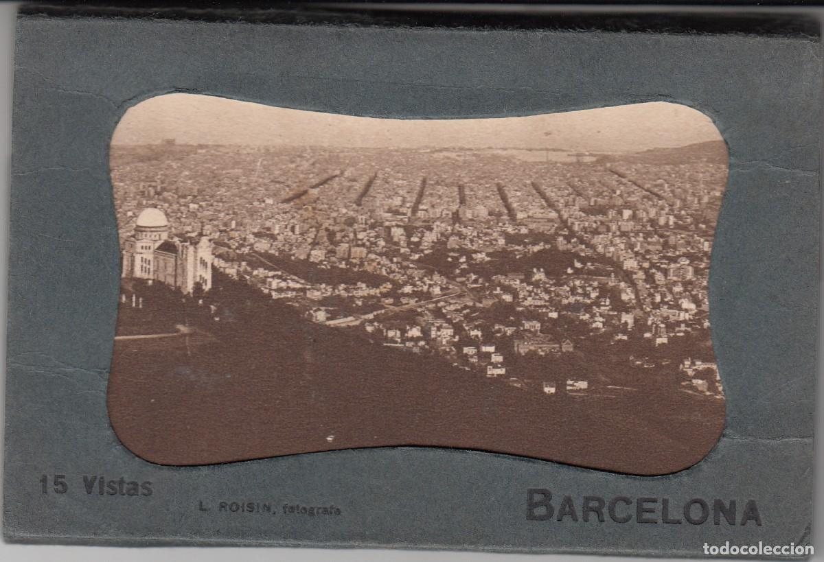 Postales: TACO- BLOCK DESPLEGABLE ROISIN DE 15 VISTAS DE BARCELONA --EXCELENTE---