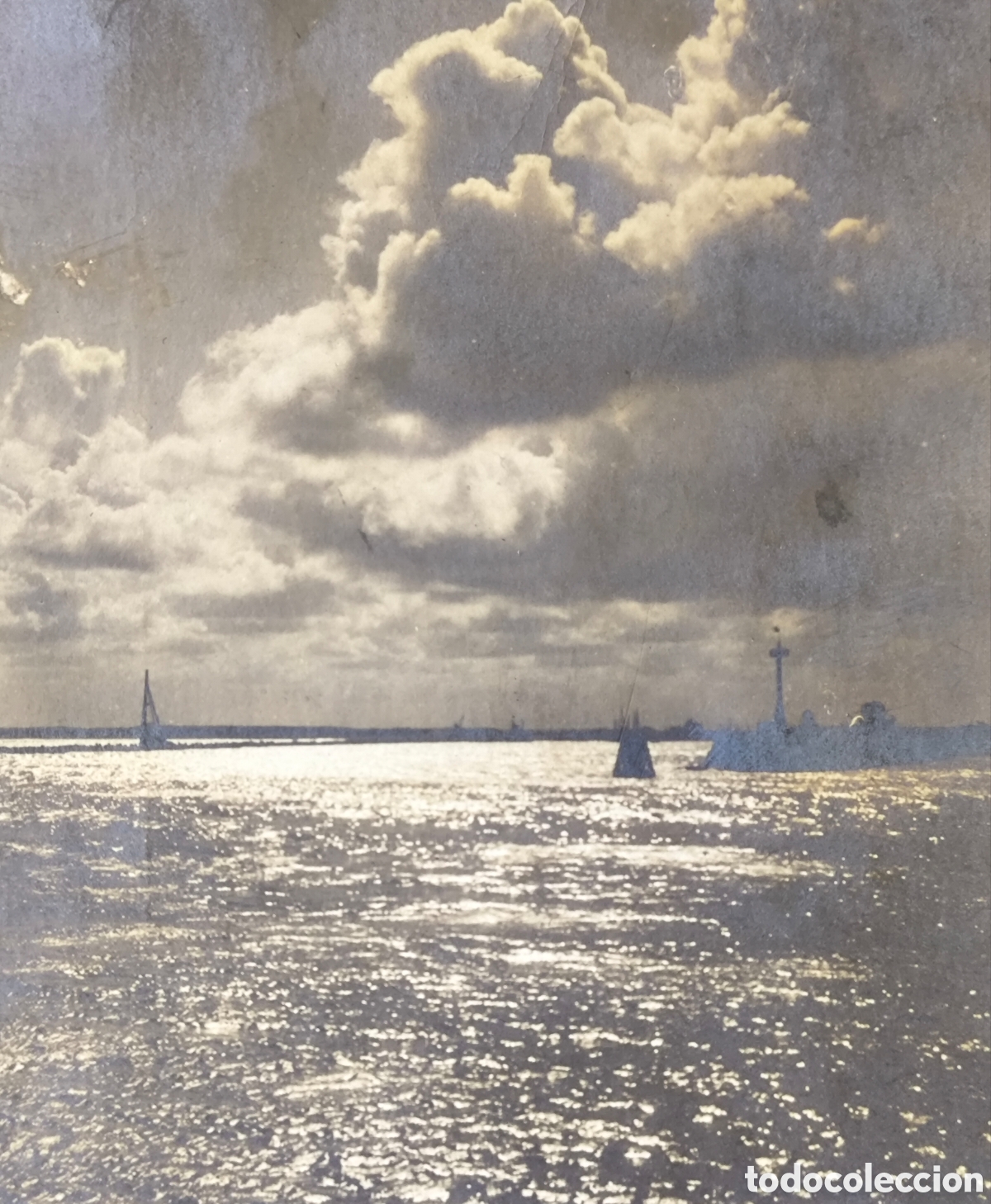 Postales: BARCELONA PUERTO FARO ESPIG&Oacute;N BARCCELONETA POSTAL CIRCULADA SELLO ALFONSO XIII 1909