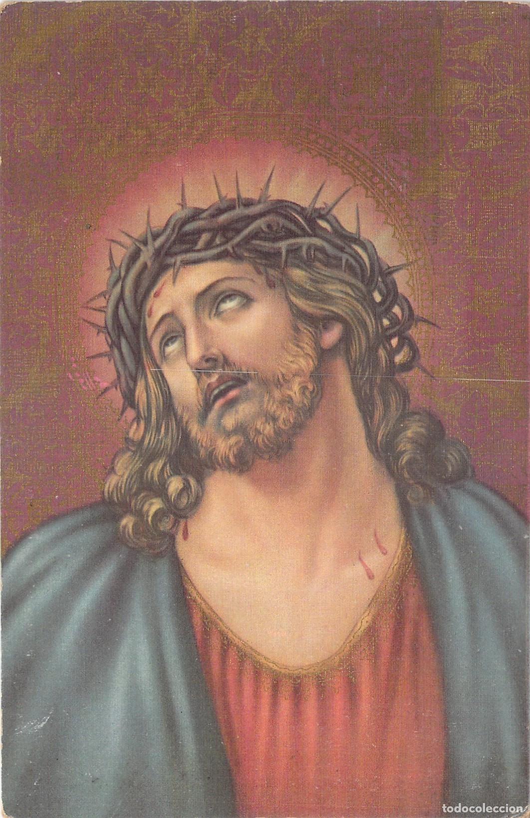 Postales: Postal religiosa de Jesucristo con corona de espinas editada en Barcelona Casa MIRET 1026