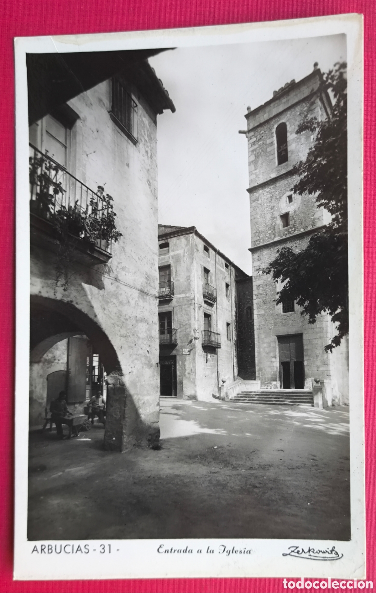 Postales: ARB&Uacute;CIES PLA&Ccedil;A ESGL&Eacute;SIA POSTAL FOTOGR&Aacute;FICA GIRONA C. 1955