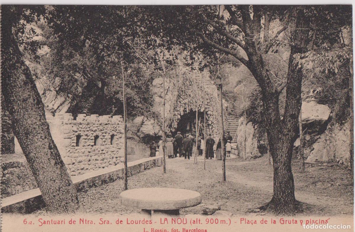 Postales: SANTUARIO DE NTRA.SRA. DE LOURDES &ndash; LA NOU, PLA&Ccedil;A DE LA GRUTA I PISCINA &ndash; L.ROISIN FOT. N&ordm;6 &ndash; S/C