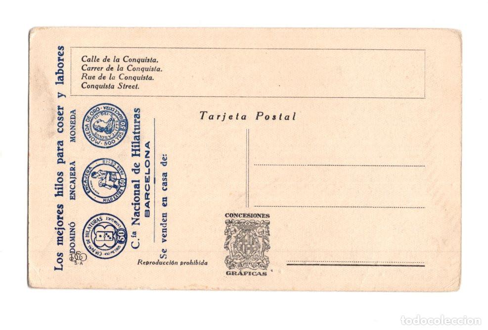 Postales: EXPOSICI&Oacute;N INTERNACIONAL DE BARCELONA CALLE DE LA CONQUISTA. PUBLICIDAD COMPA&Ntilde;&Iacute;A NACIONAL DE HILATUR