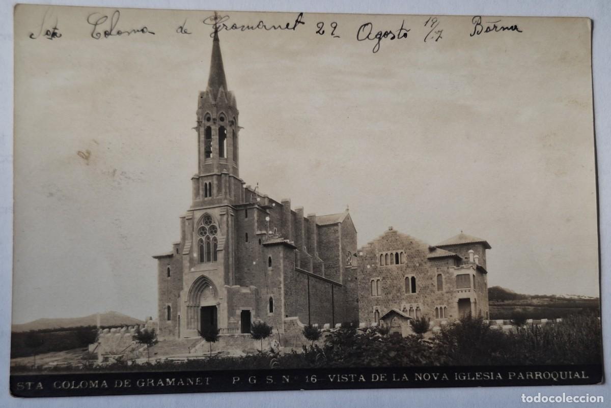 Postales: SANTA COLOMA DE GRAMANET - POSTAL MUY ANTIGUA MANUSCRITA EN 1917 - NUEVA IGLESIA PARROQUIAL