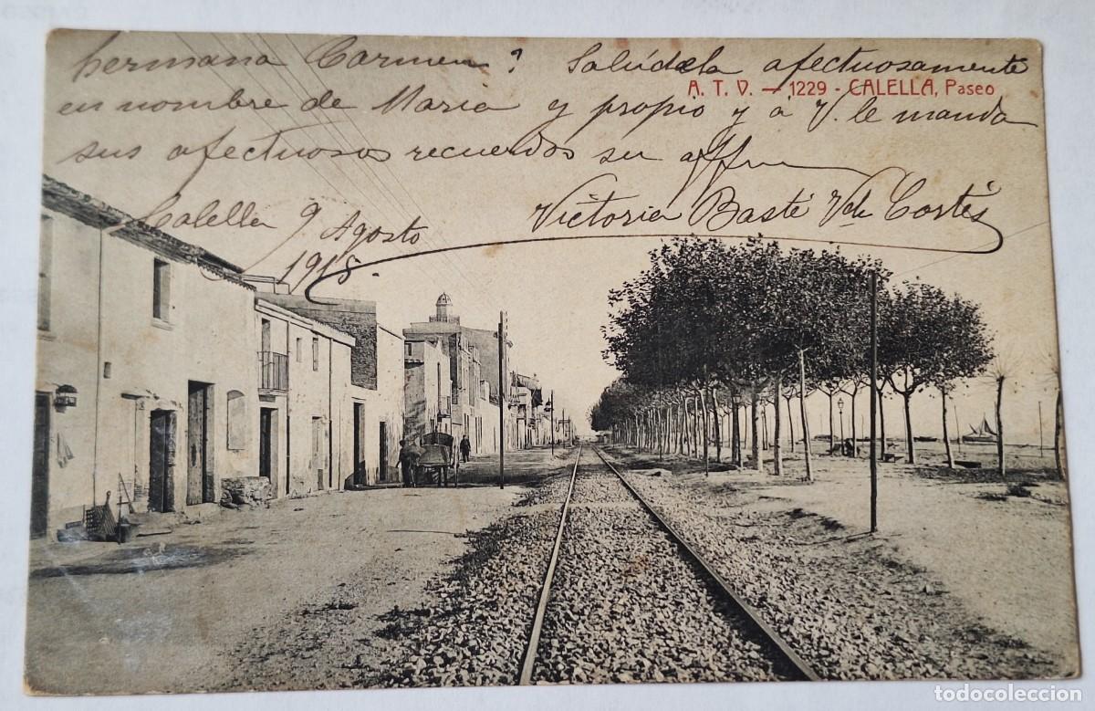 Postales: CALELLA - POSTAL MUY ANTIGUA MANUSCRITA EN 1918 - PASEO