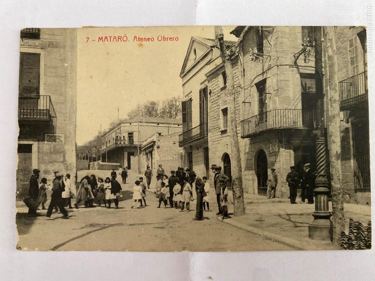 Postales: POSTAL 7 MATARO ATENEO OBRERO . CIRCULADA 1930. SELLO EXPOSICION BARCELONA