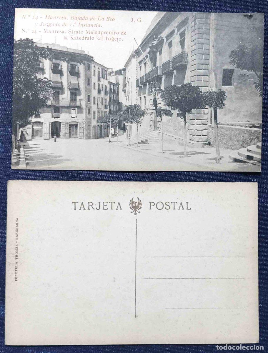 Postales: N&ordm; 24. MANRESA. BAJADA DE LA SEO Y JUZGADO DE PRIMERA INSTANCIA J. G. FOTOTIPIA THOMAS, BARCELONA...