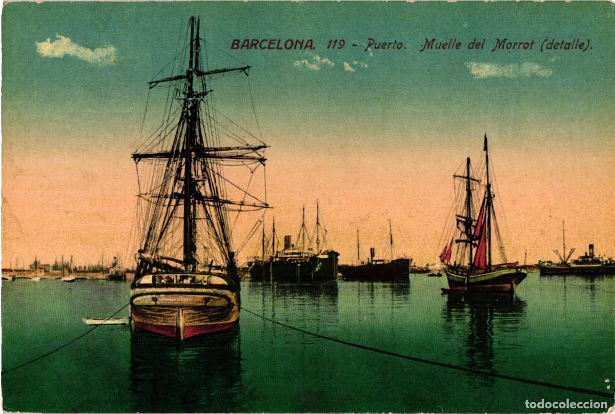 Postales: Barcelona - 119 Puerto del muelle del Morrot detalle - Jorge Venini