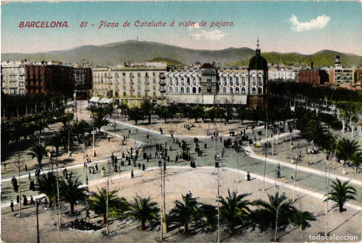 Postales: Barcelona - 81 Plaza de Catalu&ntilde;a a vista de p&aacute;jaro - Jorge Venini