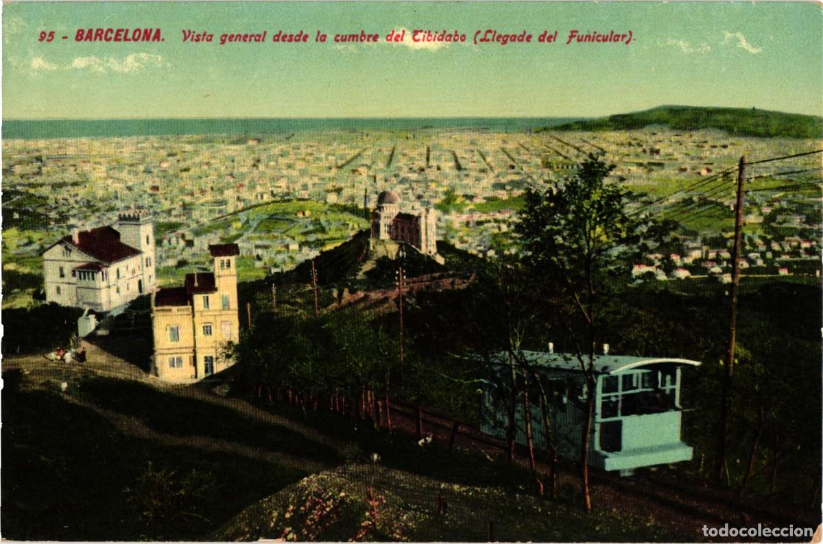Postales: Barcelona - 95 Vista general desde la cumbre del Tibidabo Llegada del Funicular - Jorge Venini