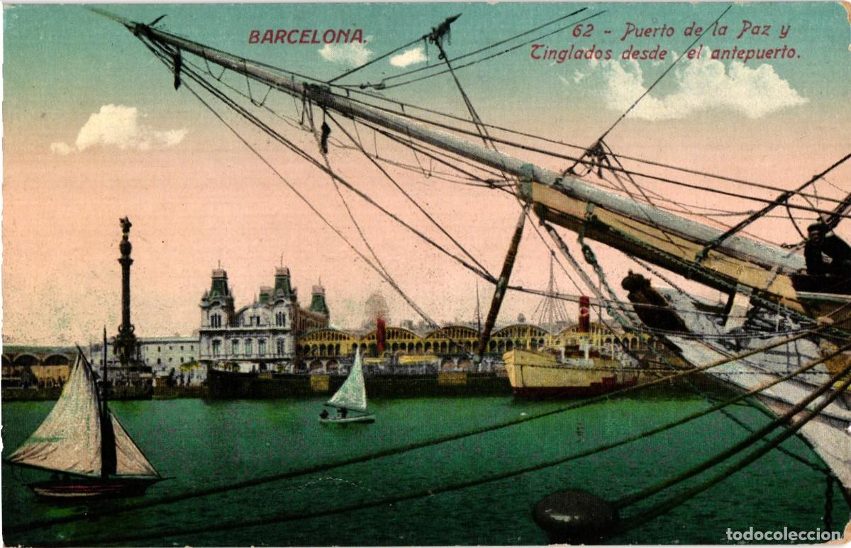 Postales: Barcelona - 162 Puerto de la paz y tinglados desde el antepuerto - Jorge Venini