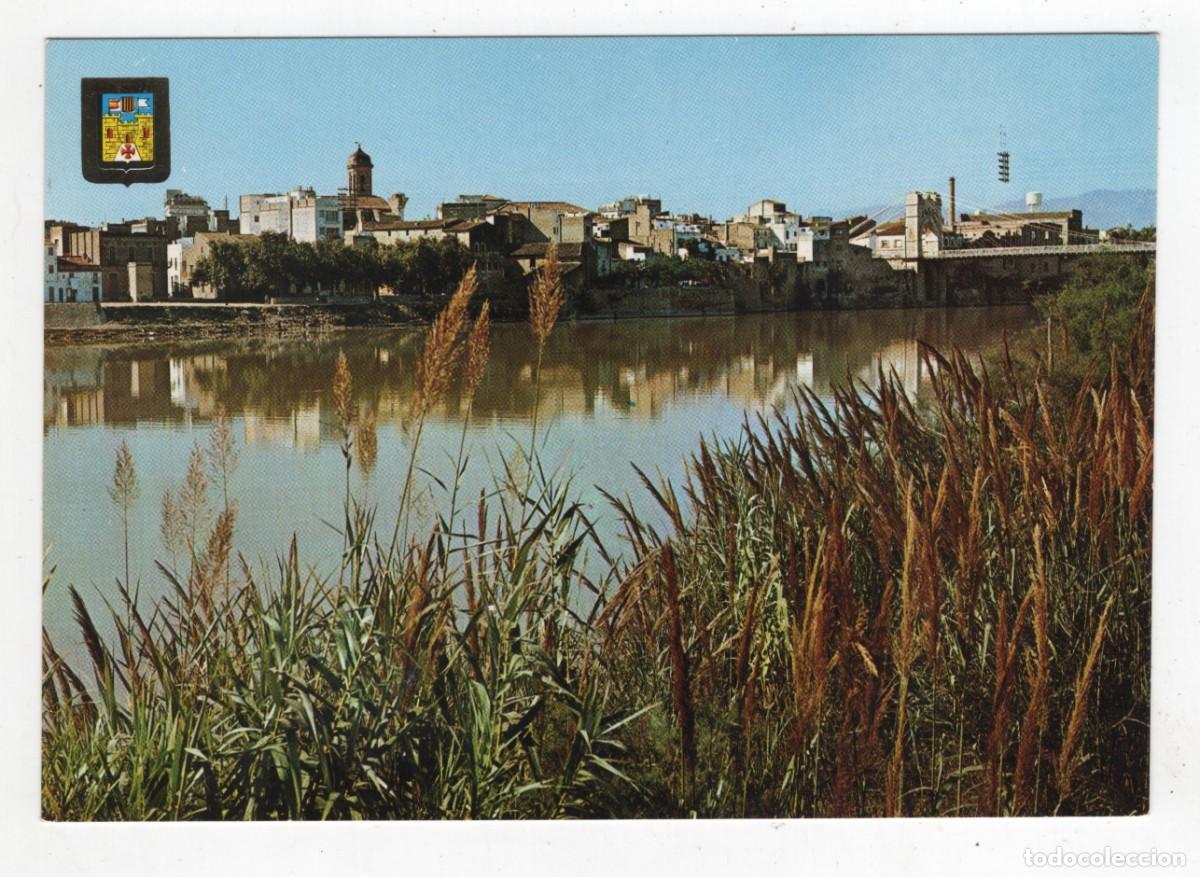 Postales: AMPOSTA (TARRAGONA) VISTA DESDE LADERA DEL EBRO COMERCIAL ESCUDO DE ORO SIN ESCRIBIR VER DOS CARAS