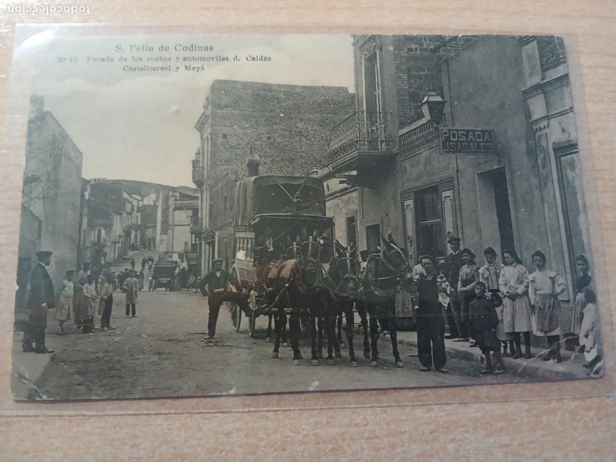 Postales: postal s.feliu de codinas, parada de los coches y automoviles