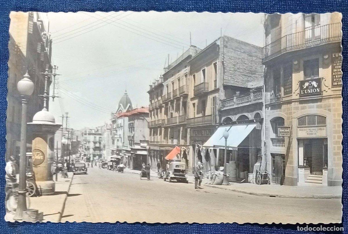Postales: 9 MANRESA. AVENIDA DEL CAUDILLO. COLOREADA. EDICIONES GARC&Iacute;A GARRABELLA