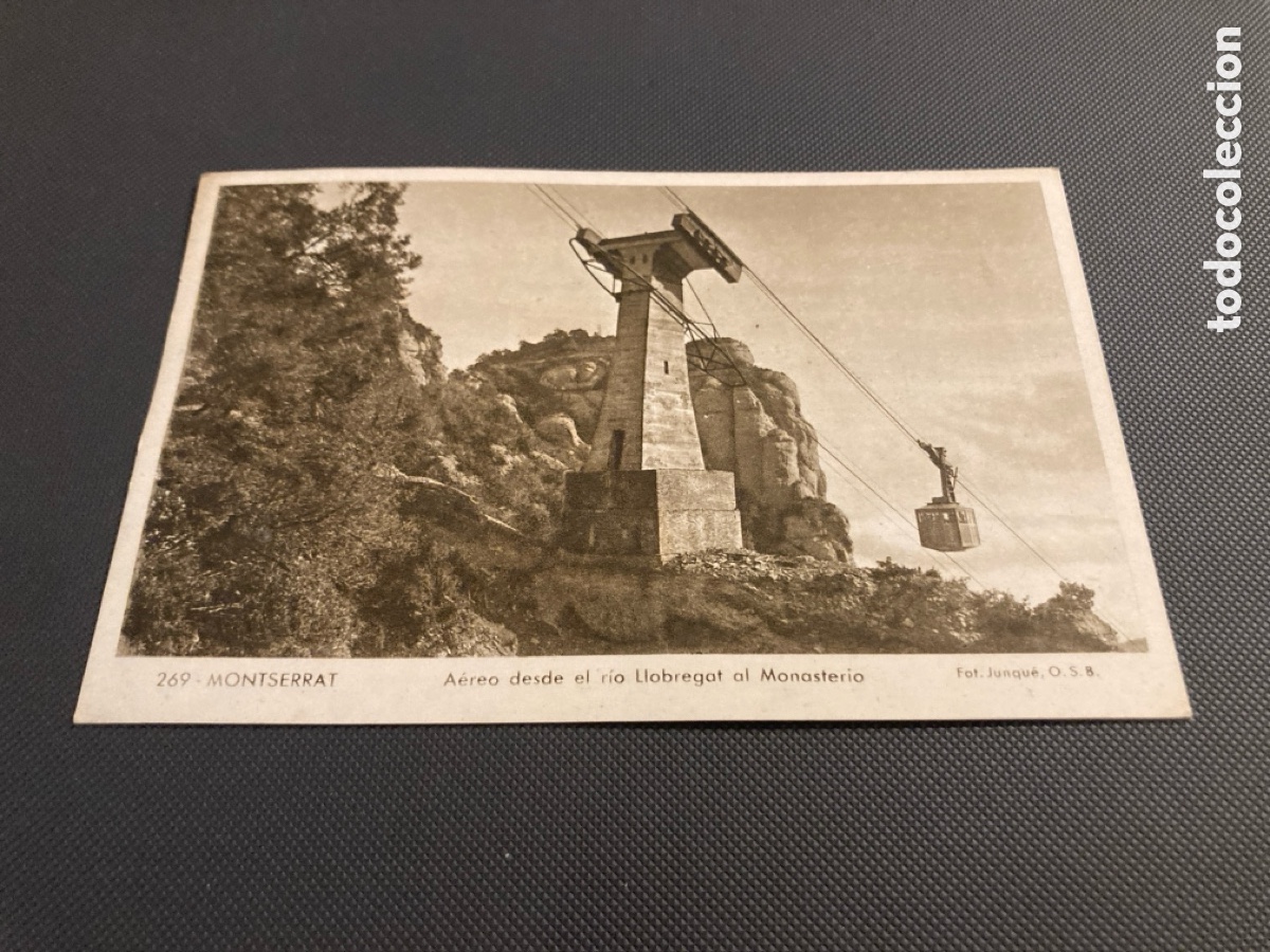 Postales: Montserrat a&eacute;reo del Llobregat al monasterio