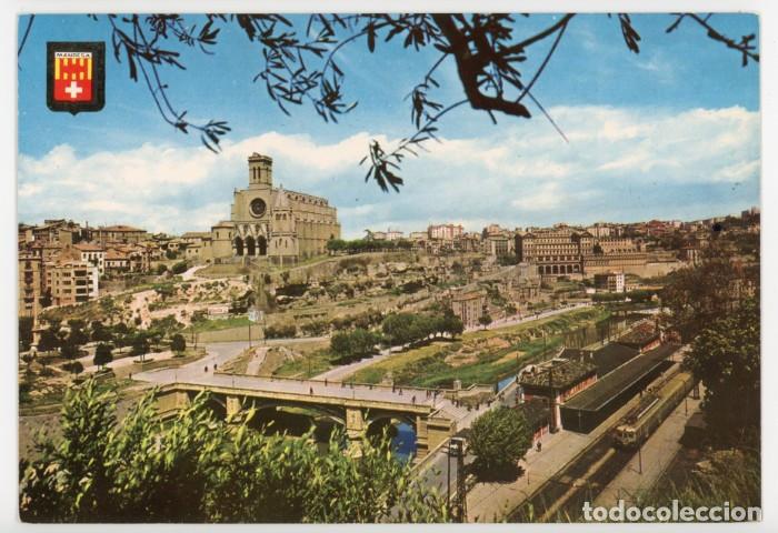 Postales: m12030 Manresa Vista Panoramica Al Fondo La Seo 1964 Escudo De Oro N&ordm;748 escrita tren ferrocarril