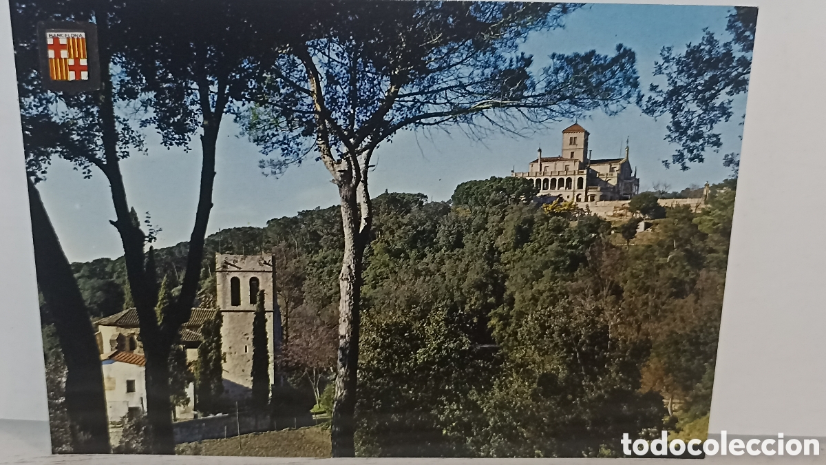 Postales: Mint lista del museo verdeguer rodeado del bosque con la iglesia antigua de vallvidrera