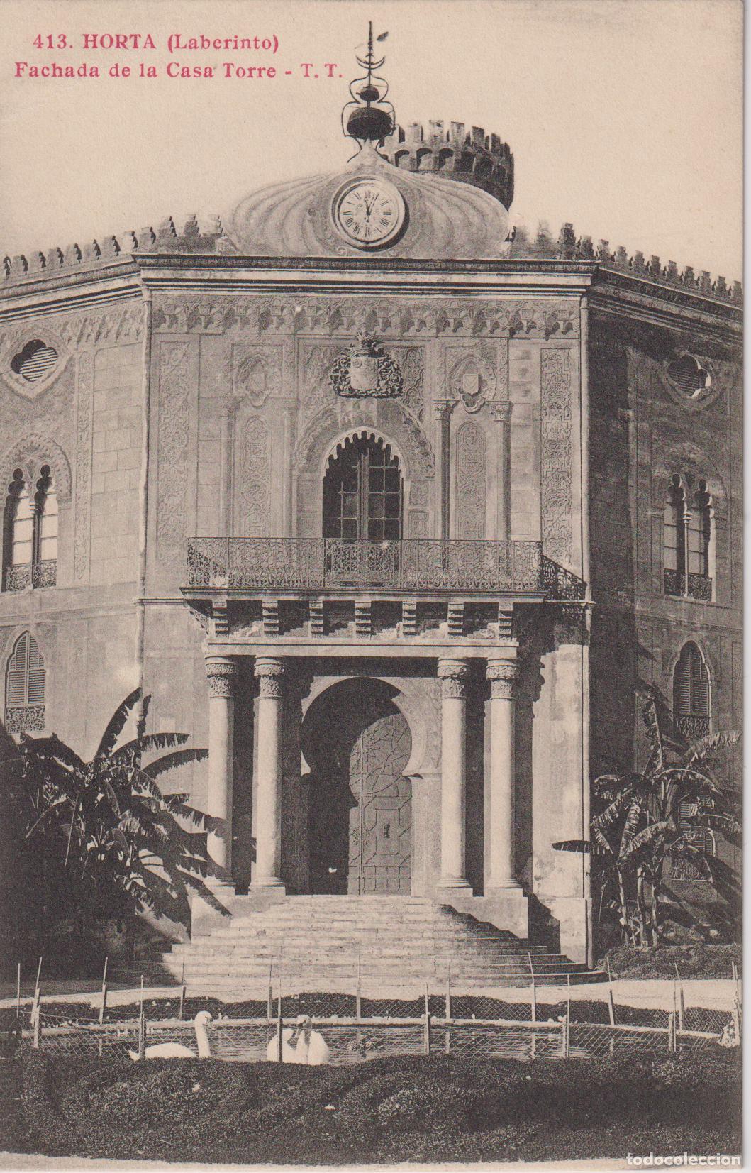 Postales: HORTA (LABERINTO) FACHADA DE LA CASA TORRE - T.T. - FOTOTIPIA A.THIRIAT Y CIA N&ordm;413 - S/C