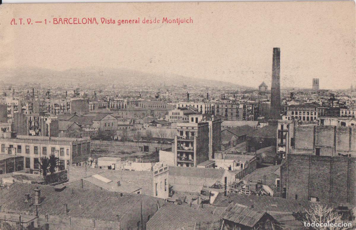 Postales: BARCELONA, VISTA GENERAL DESDE MONTJUICH - ANGEL TOLR&Agrave; VIAZO N&ordm;1 - S/C