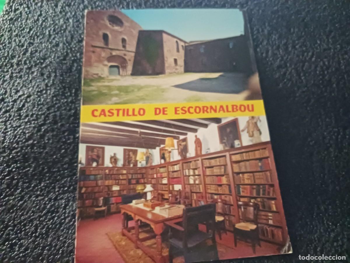 Postales: 3 RIUDECA&Ntilde;AS - CASTILLO DE ESCORNALBOU - IGLESIA Y BIBLIOTECA, ED. RAYMOND