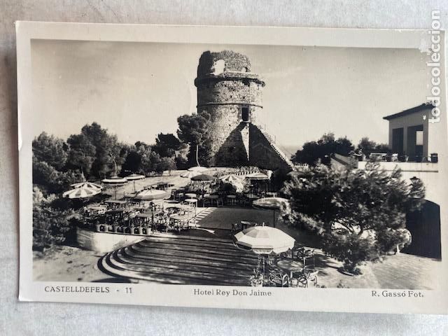 Postales: Castelldefels. N&ordm; 11. Hotel Rey Don jaime. Ed. R. Gasso. Circulada 1956