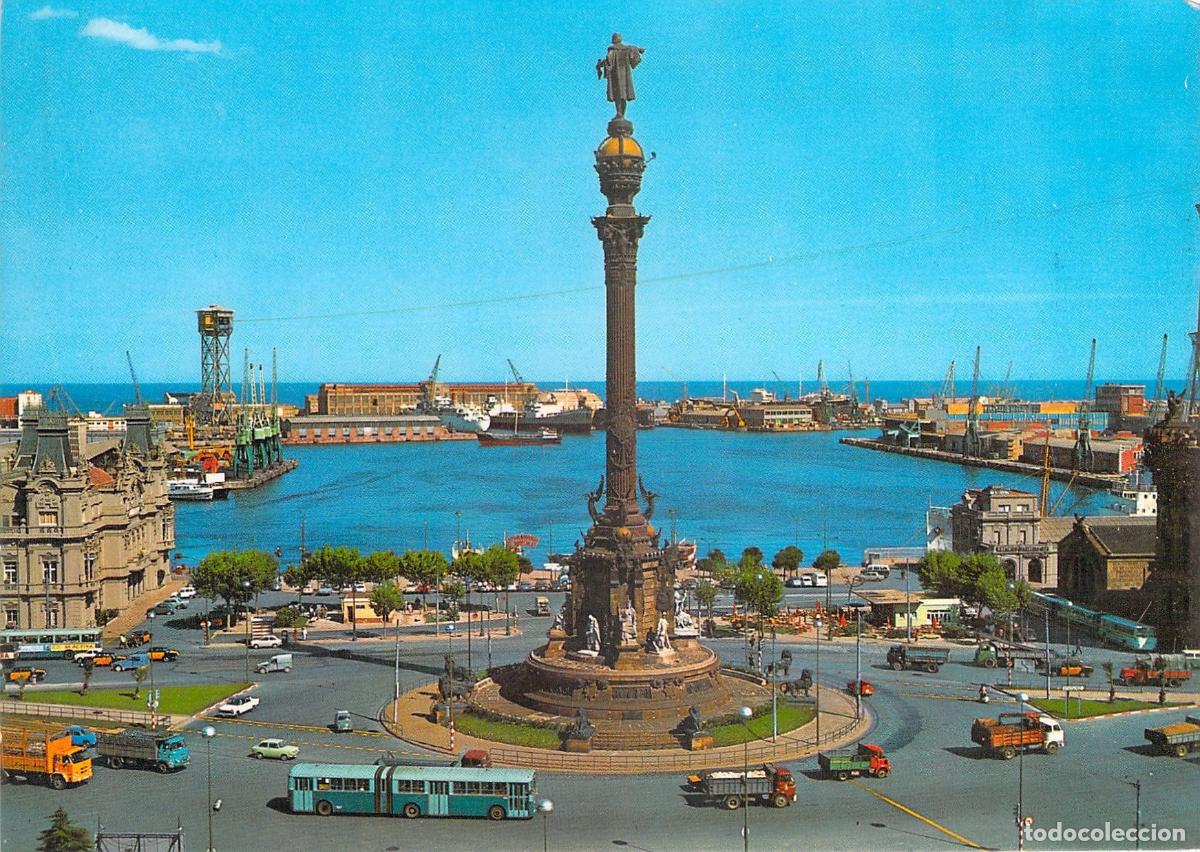 Postales: Postal de Barcelona Monumento a Col&oacute;n y Puerto
