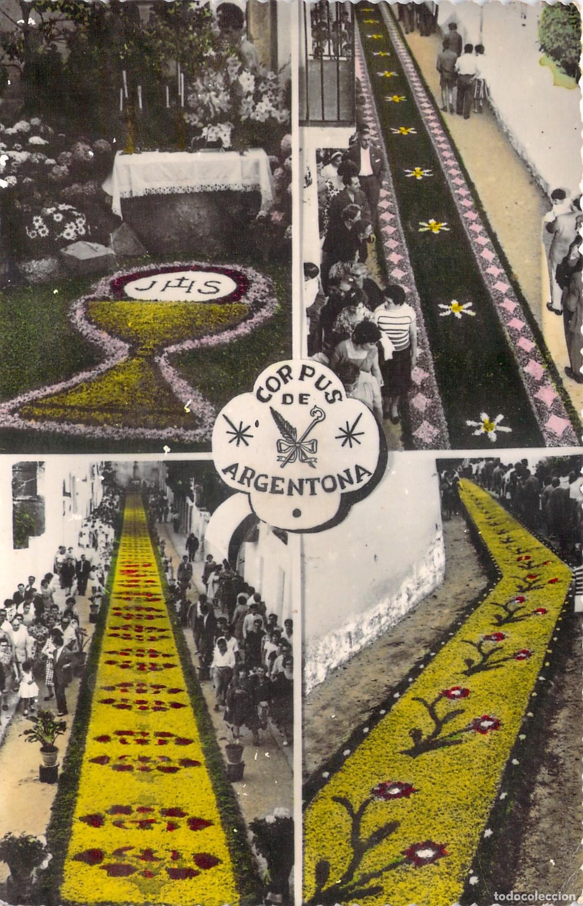Postales: Postal de las tradicionales alfombras de flores del Corpus Christi en Argentona