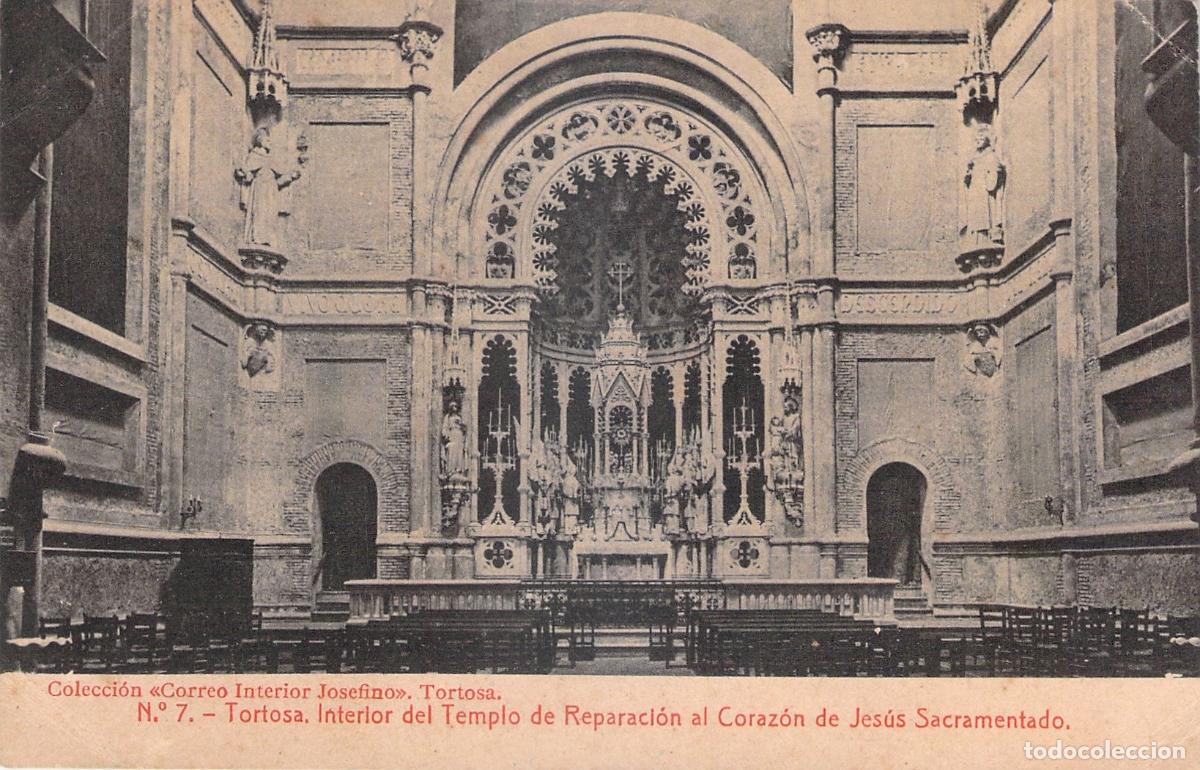 Postales: Postal de Tortosa: Interior del Templo de Reparaci&oacute;n al Coraz&oacute;n de Jes&uacute;s