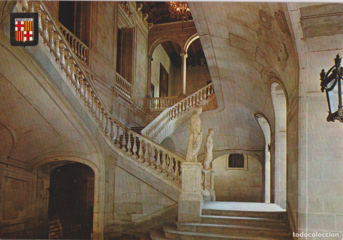 Postales: BARCELONA, LA LONJA, ESCALERA PRINCIPAL - ESCUDO DE ORO N&ordm;4232 - ESCRITA 1969