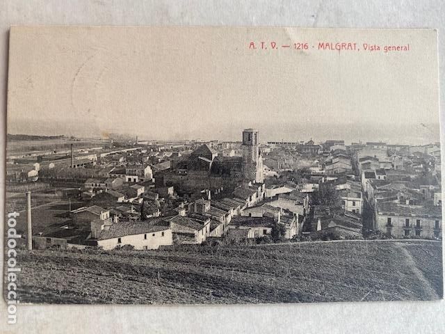 Postales: Malgrat. N&ordm; 1216. Vista general. A.T.V. Postal circulada 1908