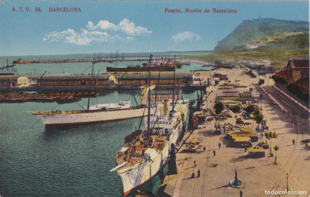 Postales: BARCELONA, PUERTO, MUELLE DE BARCELONA - A.T.V. N&ordm;24 - S/C