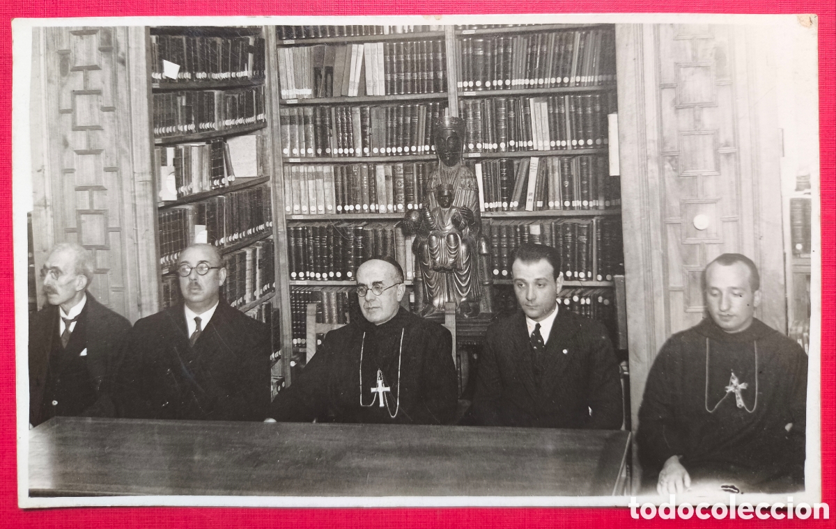 Postales: ABADIA DE MONSERRAT BIBLIOTECA ABAD ANTONI MARIA MARCET I P0AL POSTAL FOTOGR&Aacute;FICA C. 1945