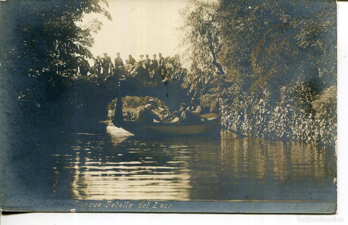 Postais: BARCELONA-PARQUE DETALLE DEL LAGO-B Y P -7- FOTOGR&Aacute;FICA -1910