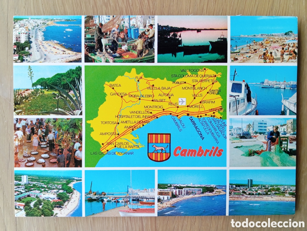 Postales: POSTAL CAMBRILS COSTA DORADA DIVERSOS ASPECTOS DE LA CIUDAD RAYMON 80 TARRAGONA MAPA A&Ntilde;O 1974