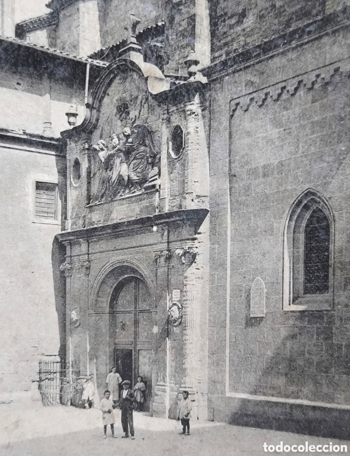 Postales: SOLSONA PLA&Ccedil;A CATEDRAL SANTA MARIA POSTAL ANIMADA FOTOTIPIA LLEIDA C. 1930