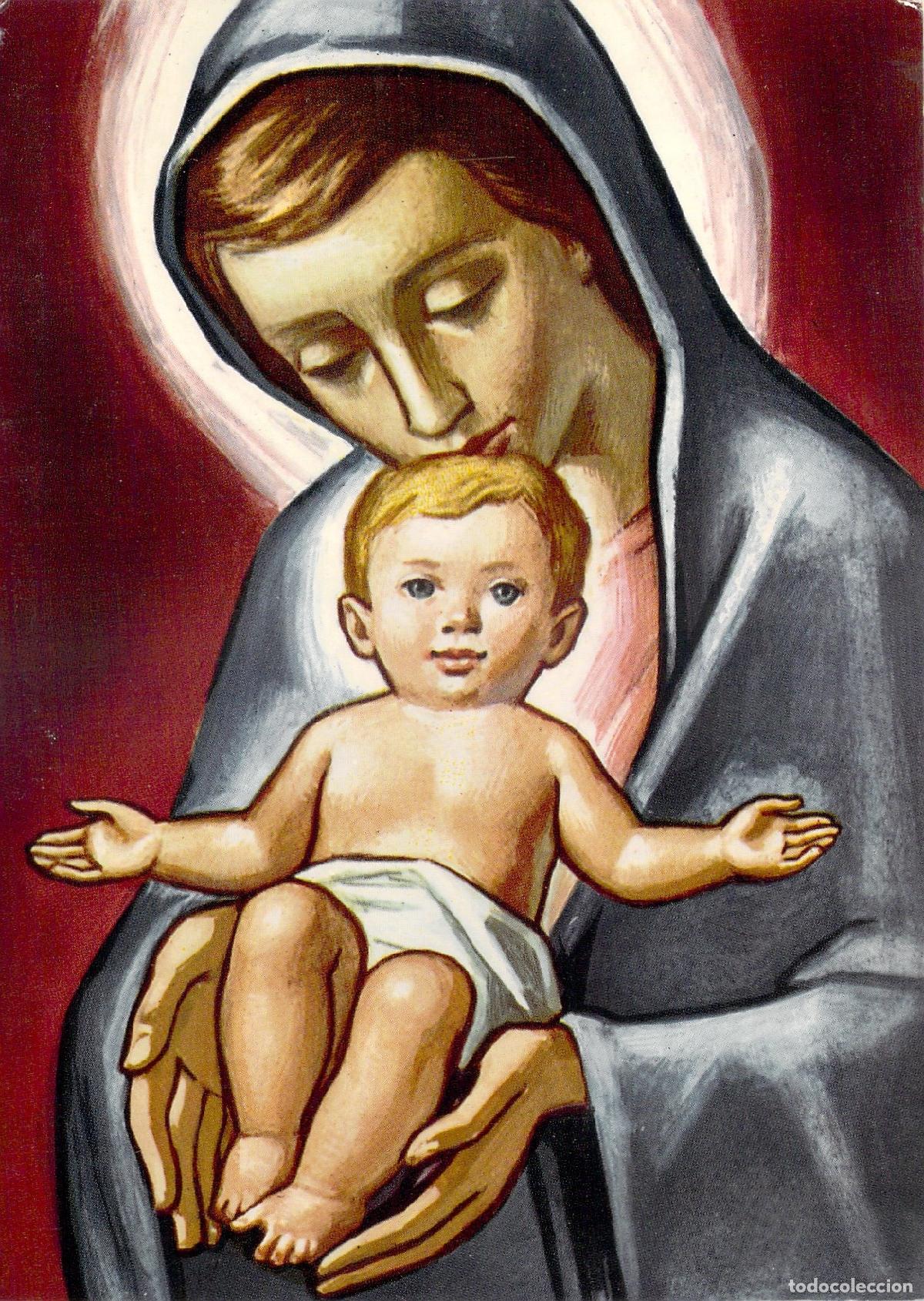 Postales: Postal de la Virgen con el Ni&ntilde;o Jes&uacute;s, Arte Cristiano