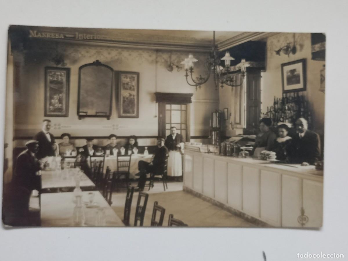 Postales: POSTAL DE MANRESA-INTERIOR DEL RESTAURANTE ESTACION - ANGEL AMAT TEMAS