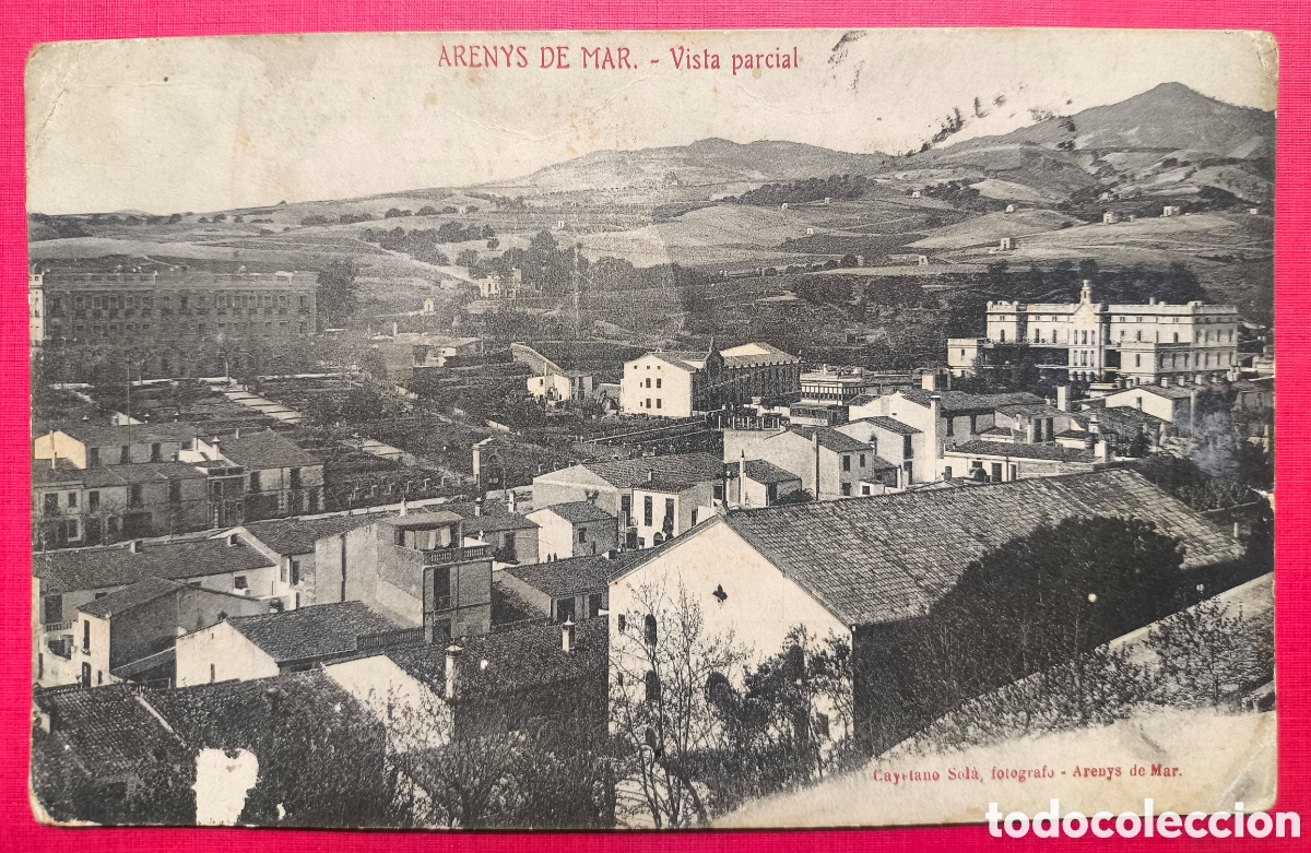Postales: ARENYS DE MAR VISTA PARCIAL POSTAL FOT. CAYETANO SOL&Aacute; FOTOTIPIA CIRCULADA 1911