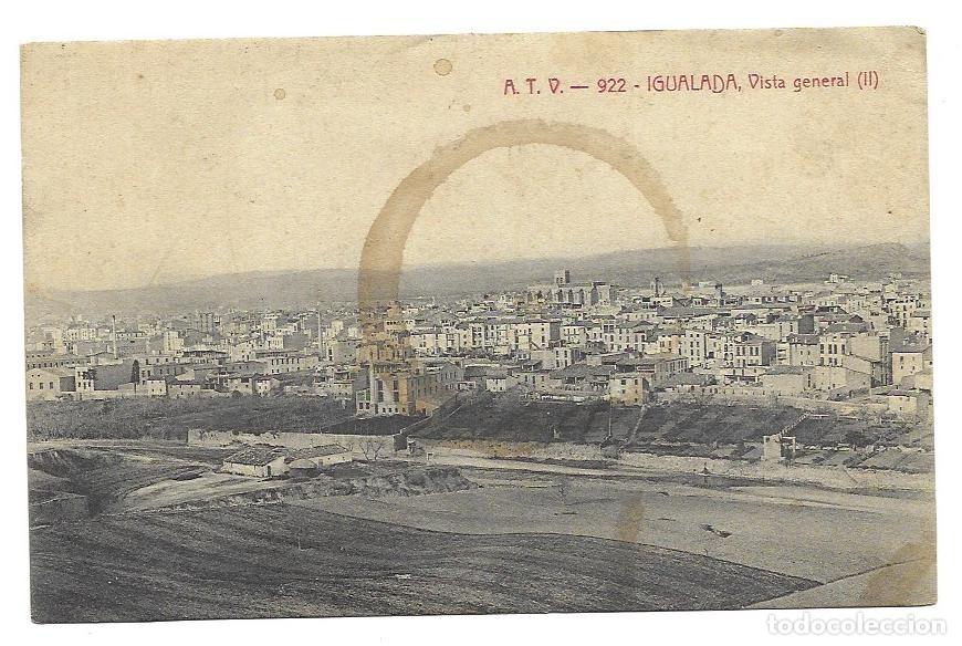 Postales: Antigua postal de Igualada &rdquo;Vista General (II)&rdquo; A.T.V. 922 Escrita y circulada, Julio 1909