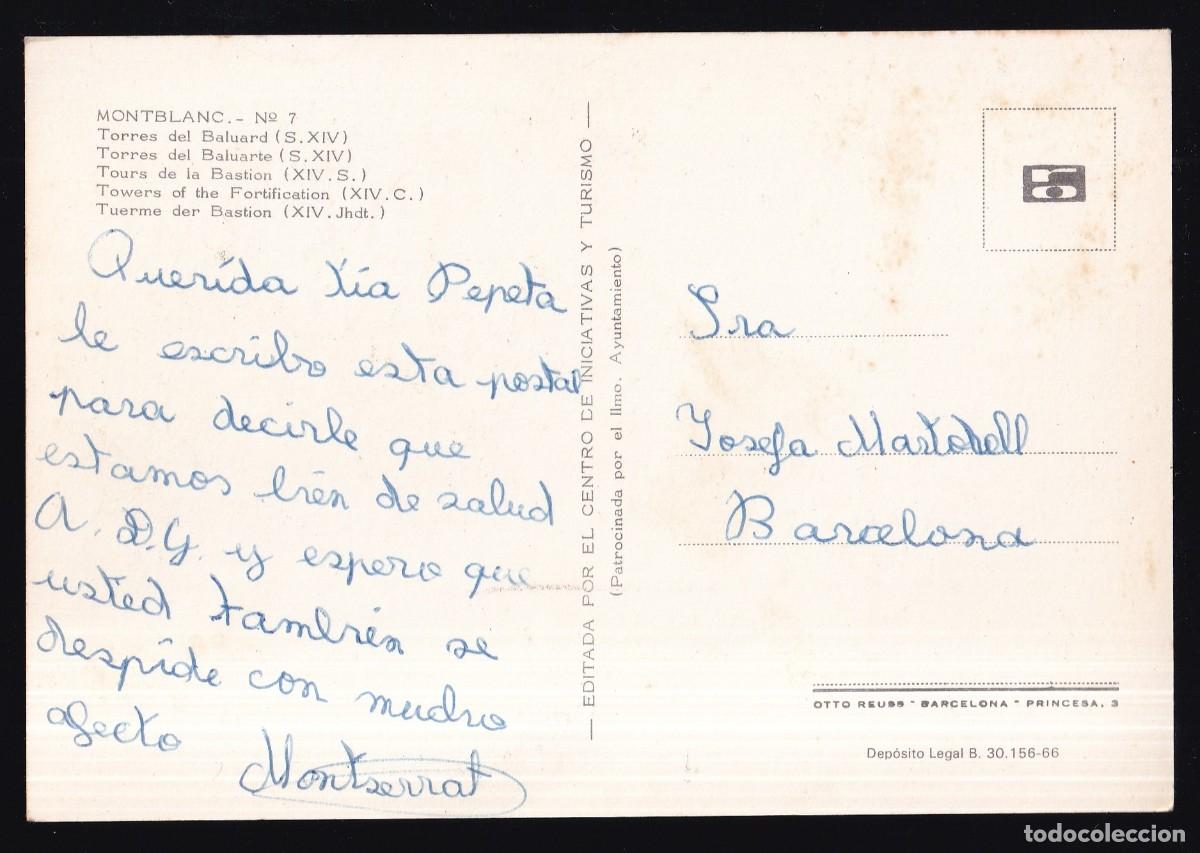 Postales: Montblanc. *Torres de Baluard...* Escrita. - Foto 2