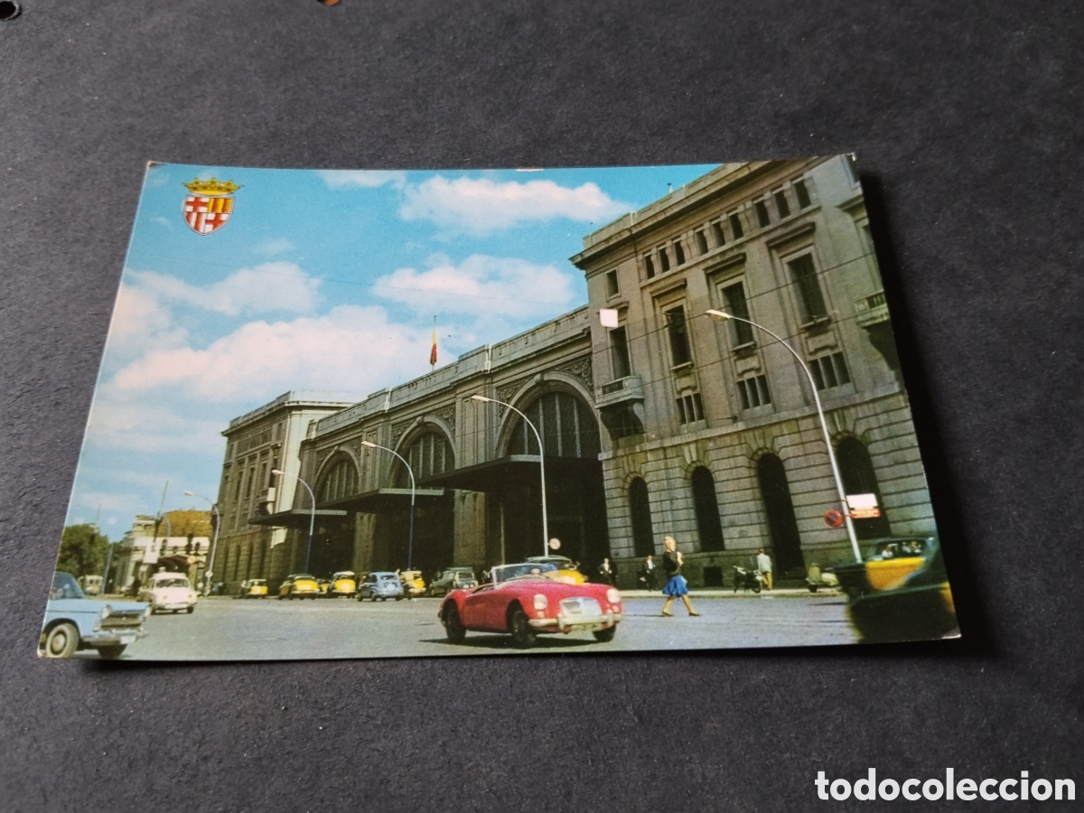 Postales: Postal Barcelona estaci&oacute;n de Francia tren