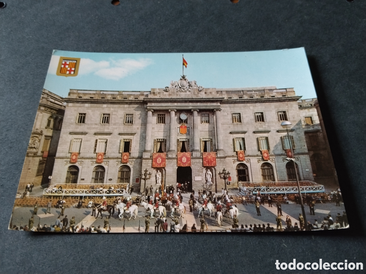 Postales: Postal Barcelona ayuntamiento bandera Espa&ntilde;a