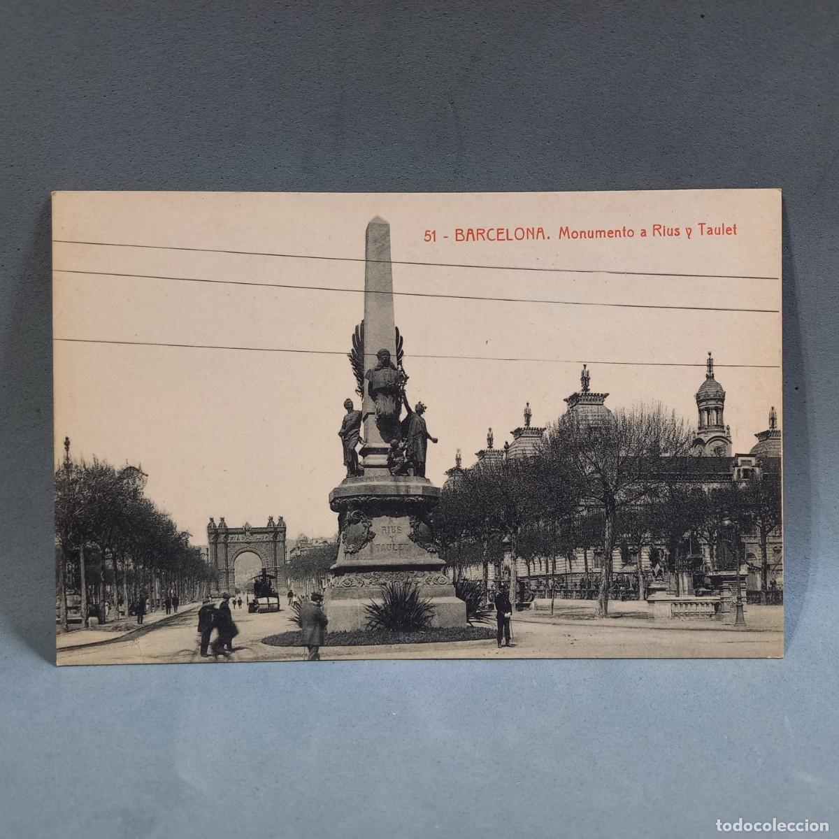 Postkarten: Antigua postal. 51 Barcelona. Monumento a Rius i Taulet. Fototipia Thomas